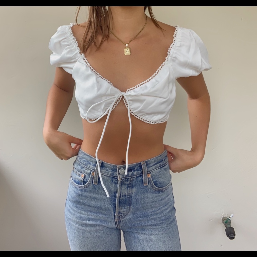 Lace white crop top